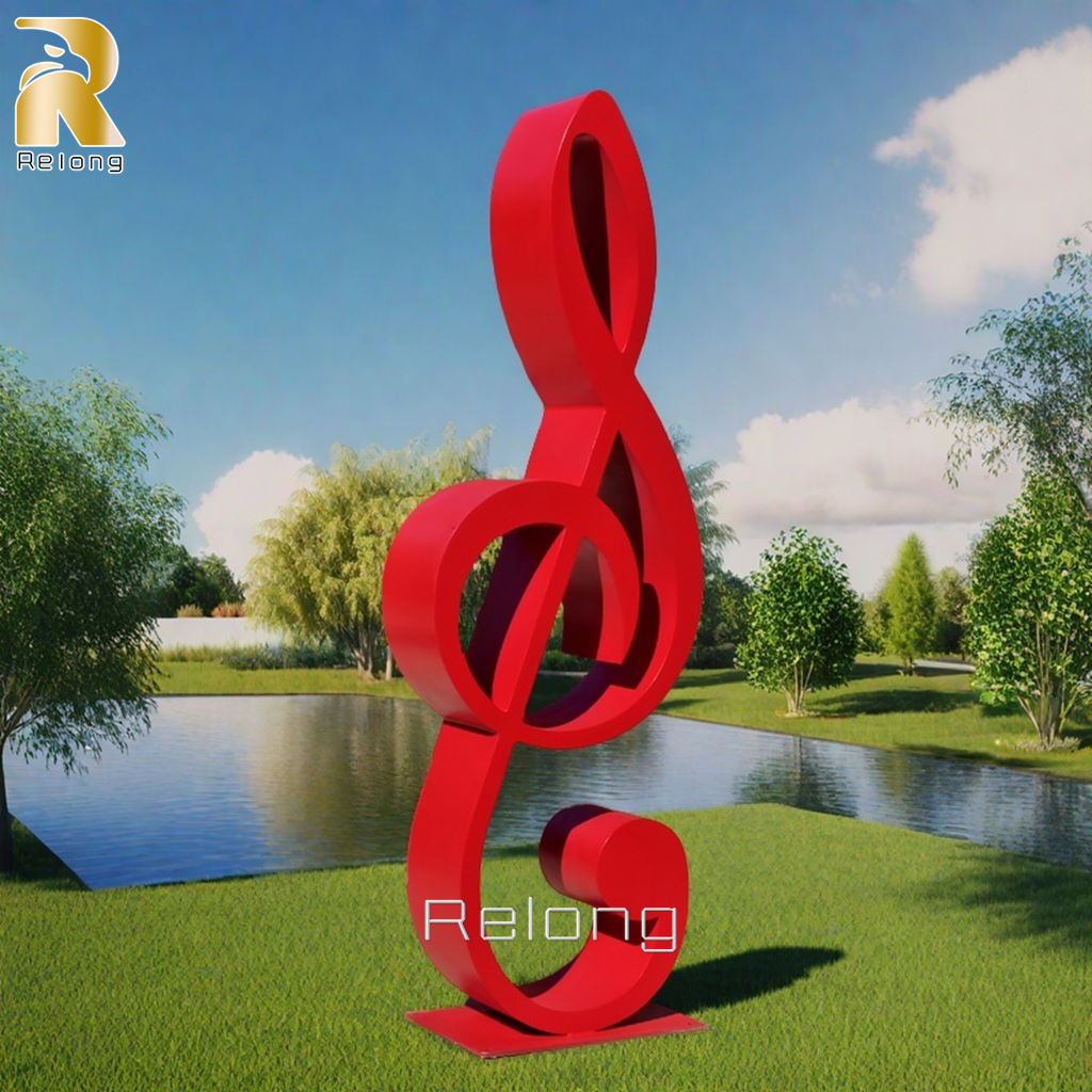 Red Stainless Steel Music Note Sculpture RLRMS-009