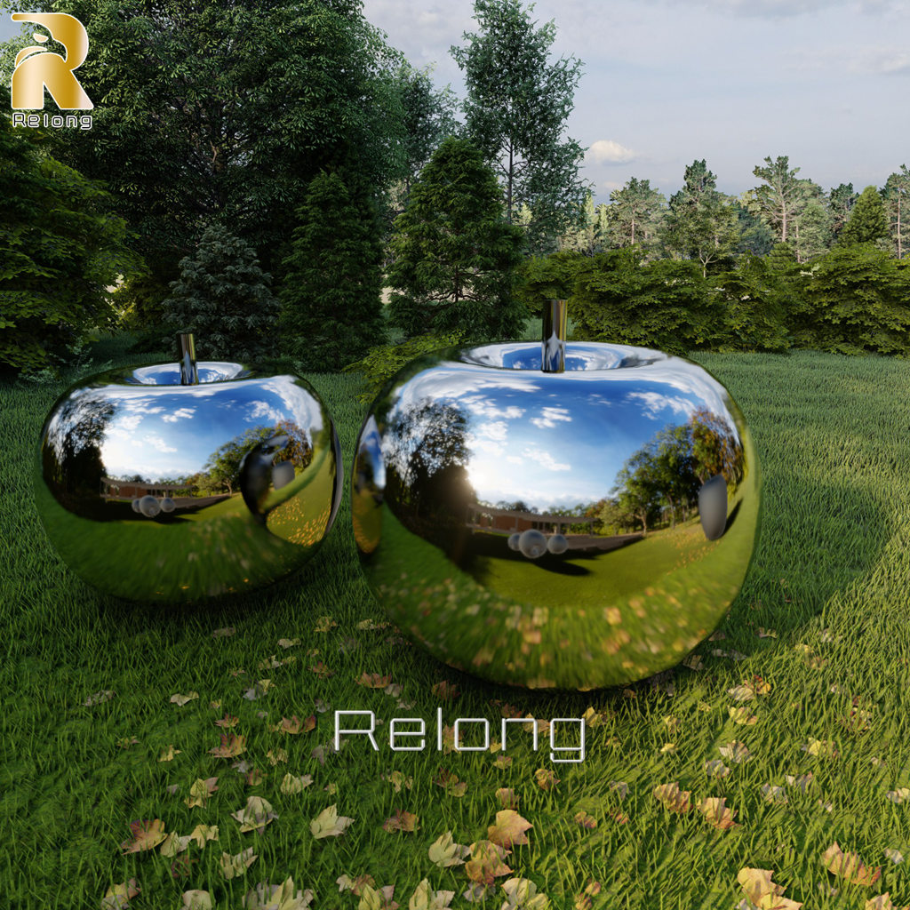 outdoor large modern apple sculpture