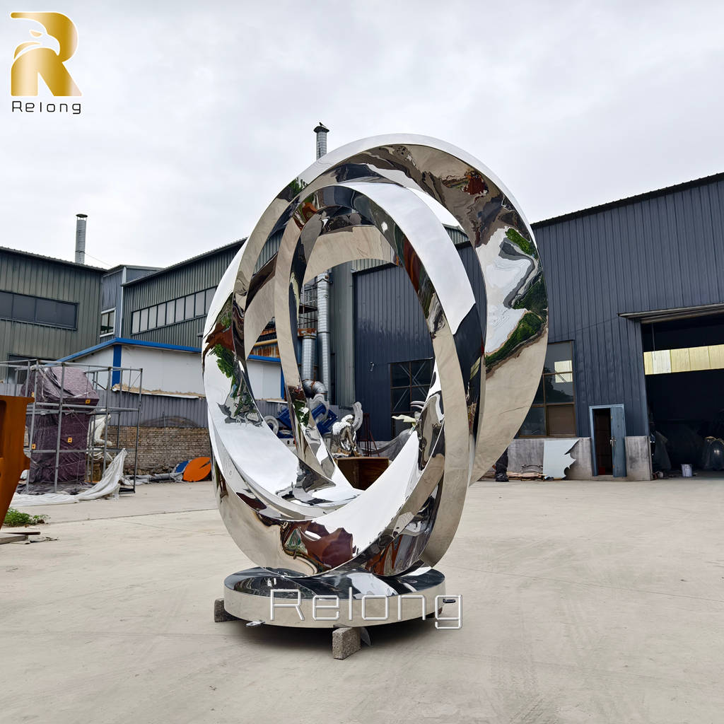 stainless steel outdoor ring sculpture