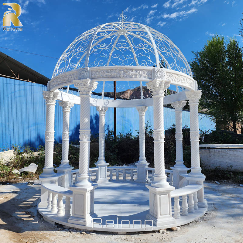 white marble gazebo for garden decor at Factory