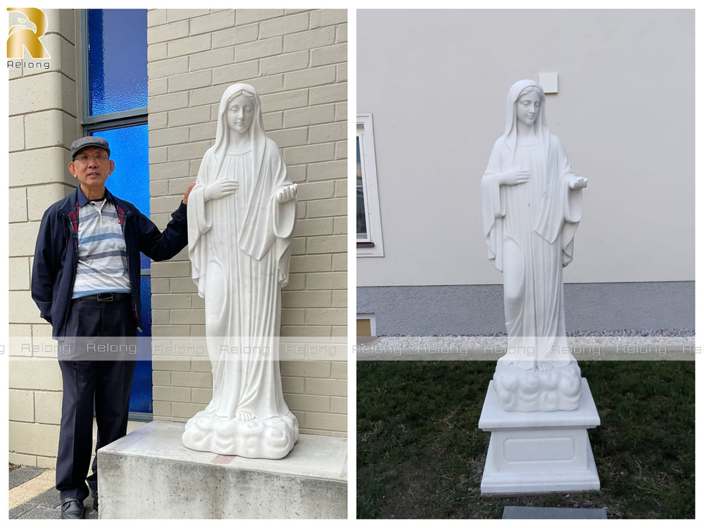 Relong's client feedback on marble Virgin Mary statue