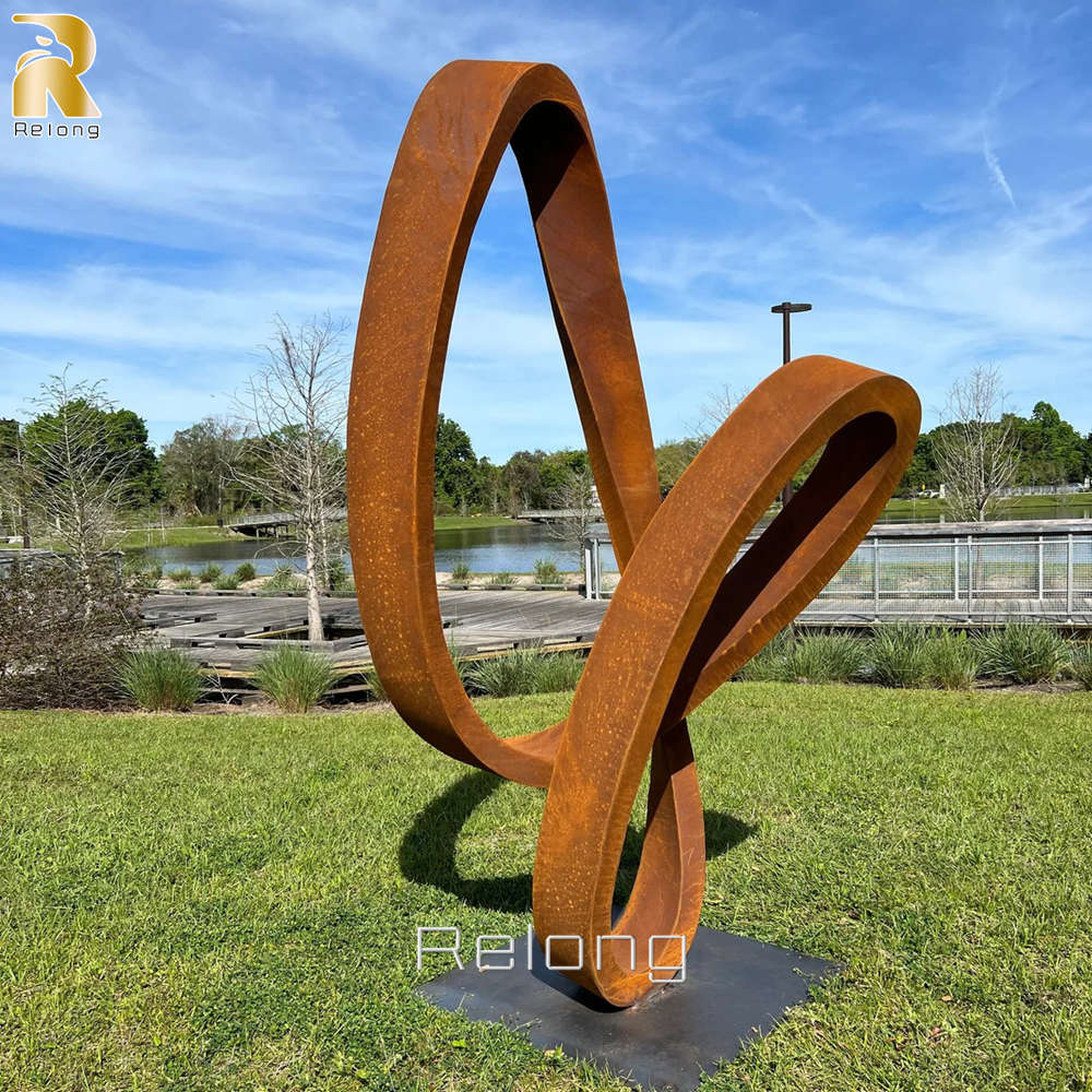 abstract corten steel sculpture