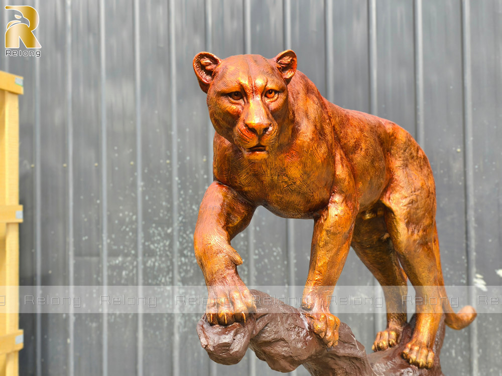 bronze cougar statue