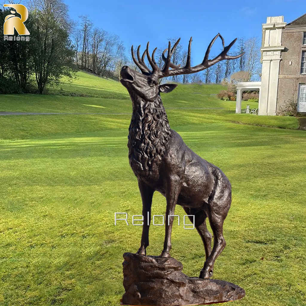 bronze stag sculpture for garden decor