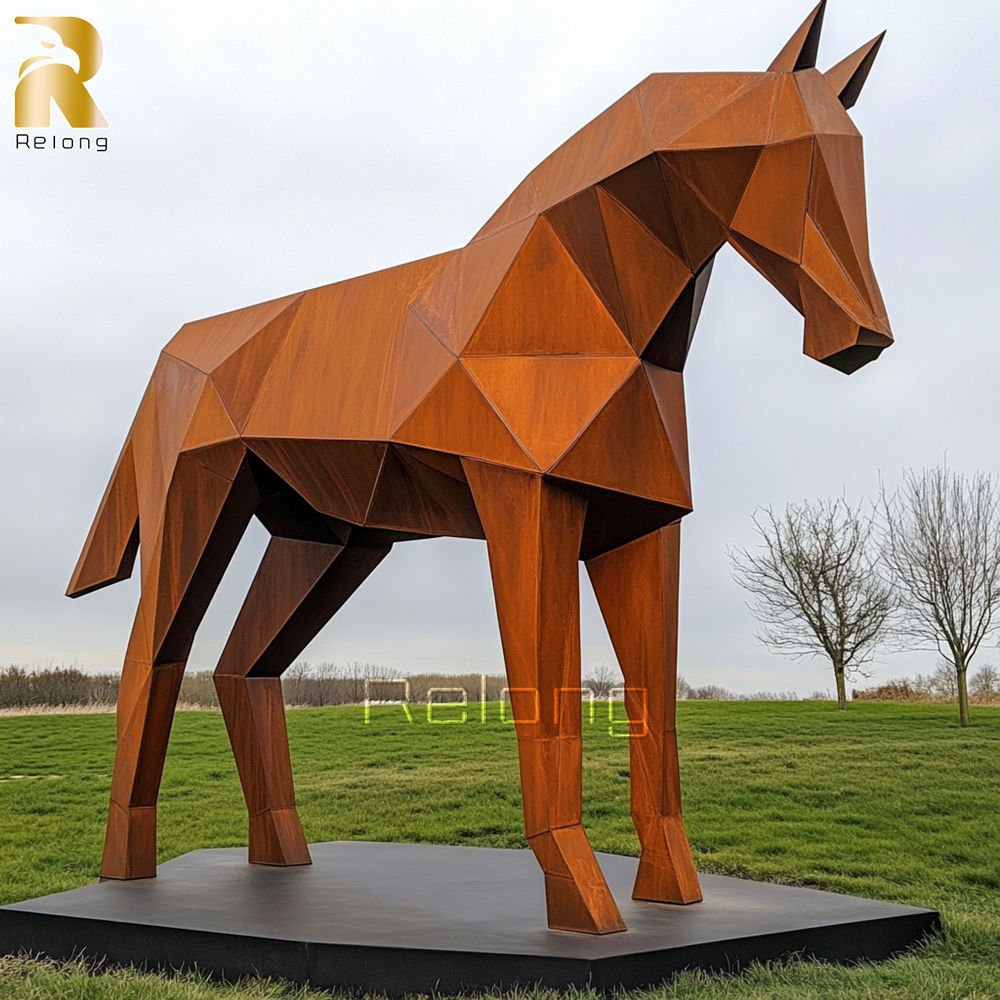 corten steel horse sculpture