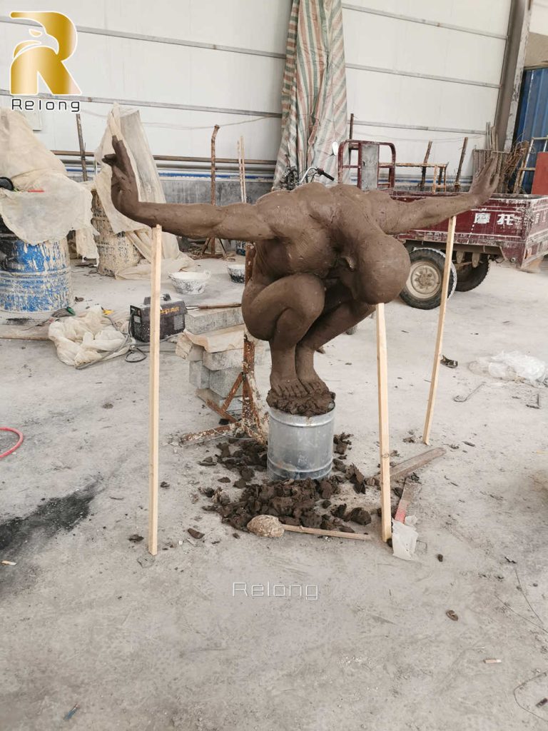 diving man sculpture clay model