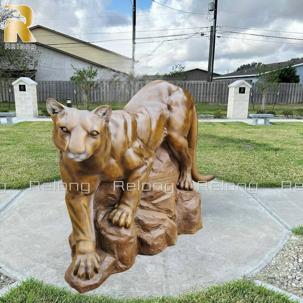 life size bronze mountain lion statue for home decor