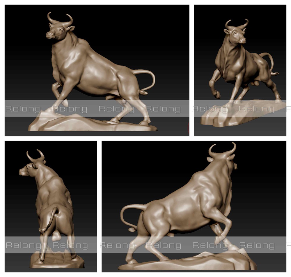fighting bull statue 3D Drawings