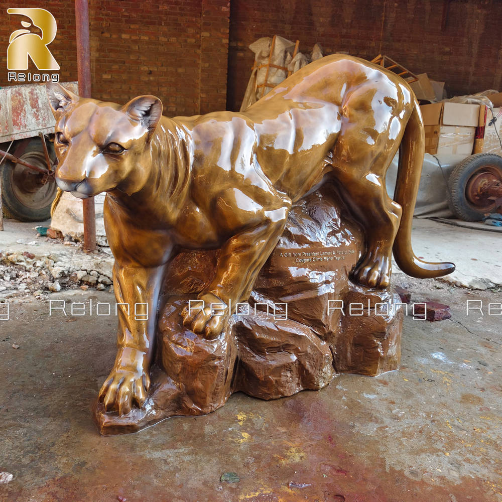finished mountain lion statue