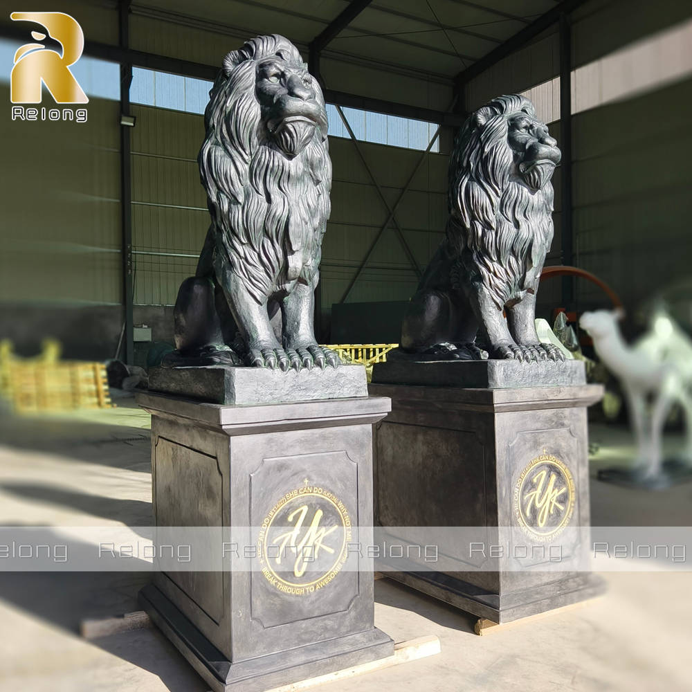 life size brass lion statue
