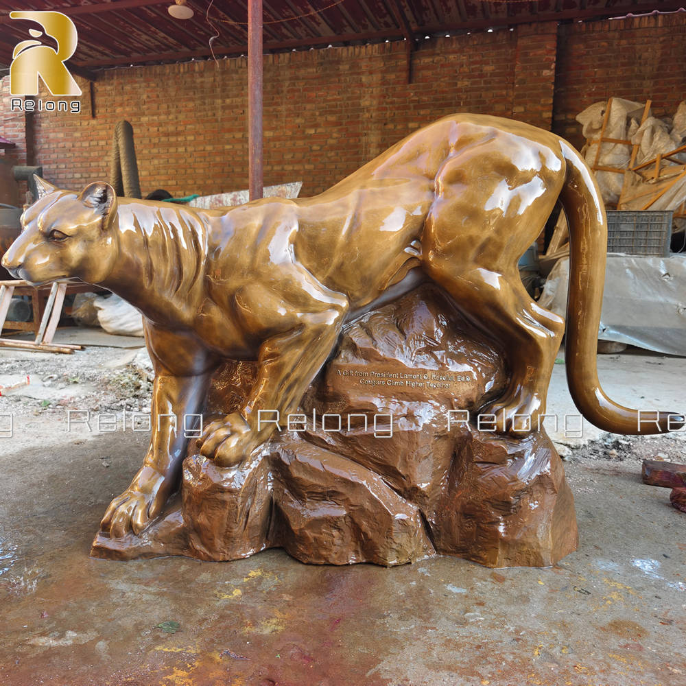 bronze mountain lion statue