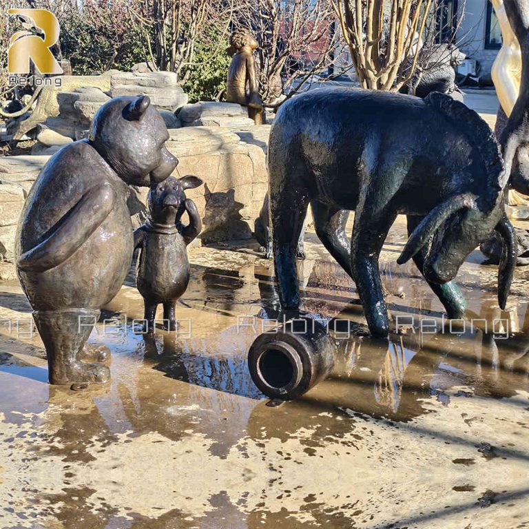 bronze Pooh Bear Set sculpture