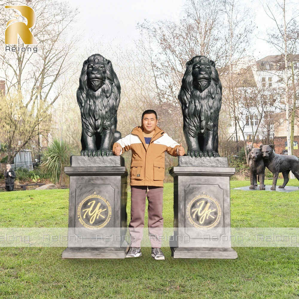 outdoor decorative large brass lion statue