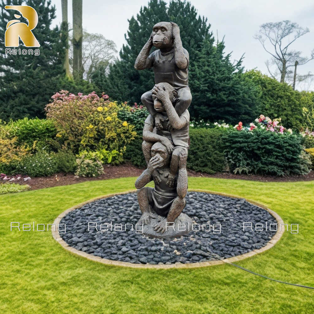 three wise monkeys garden statue