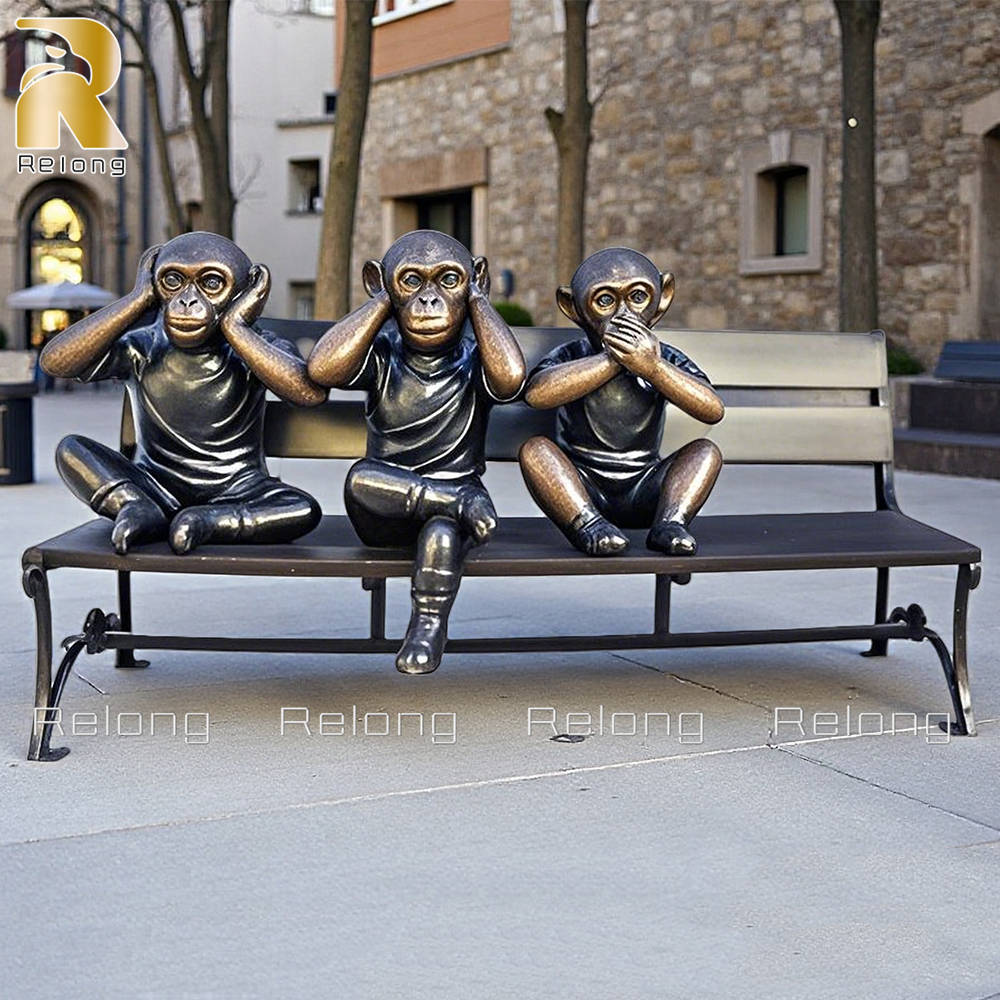 bronze three wise monkeys statue