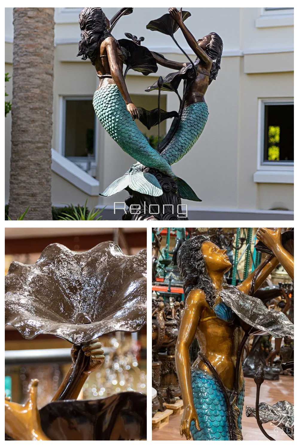 bronze fountain statue details