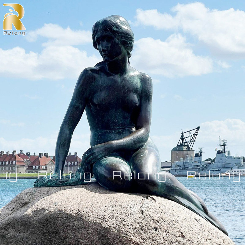 bronze little mermaid statue