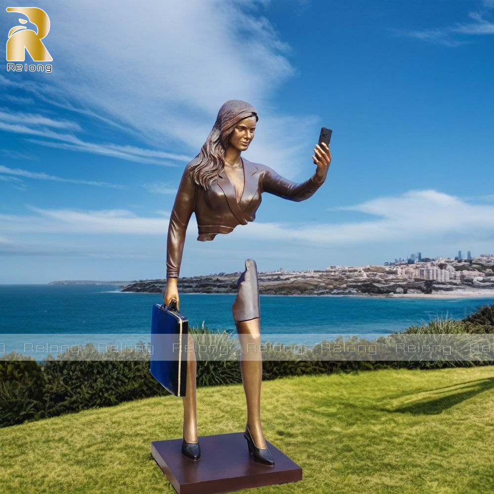 life size female the traveler bronze sculpture