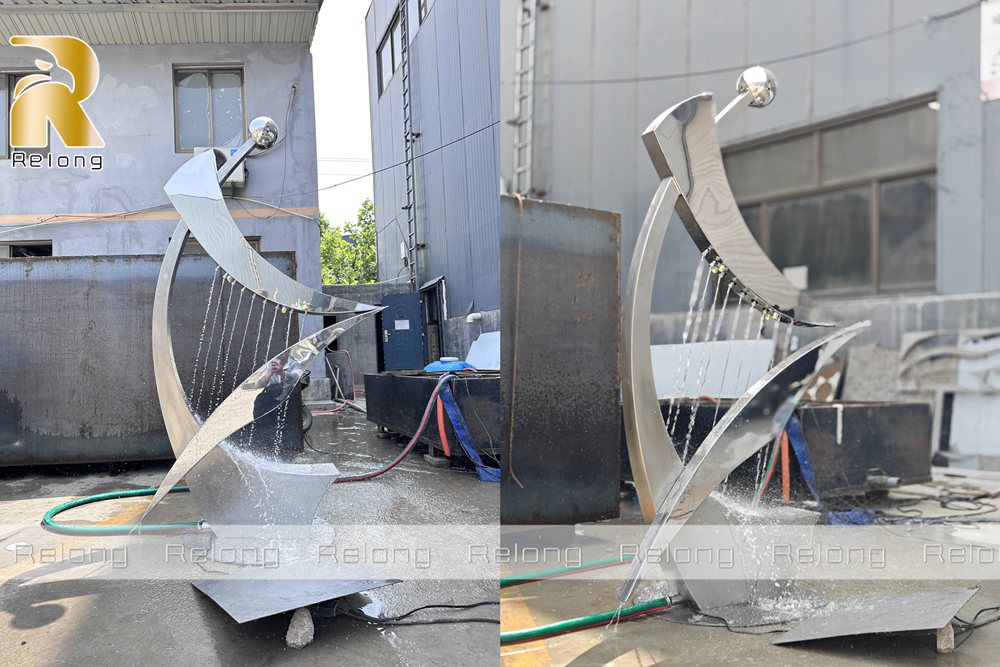 metal fountain sculpture water testing