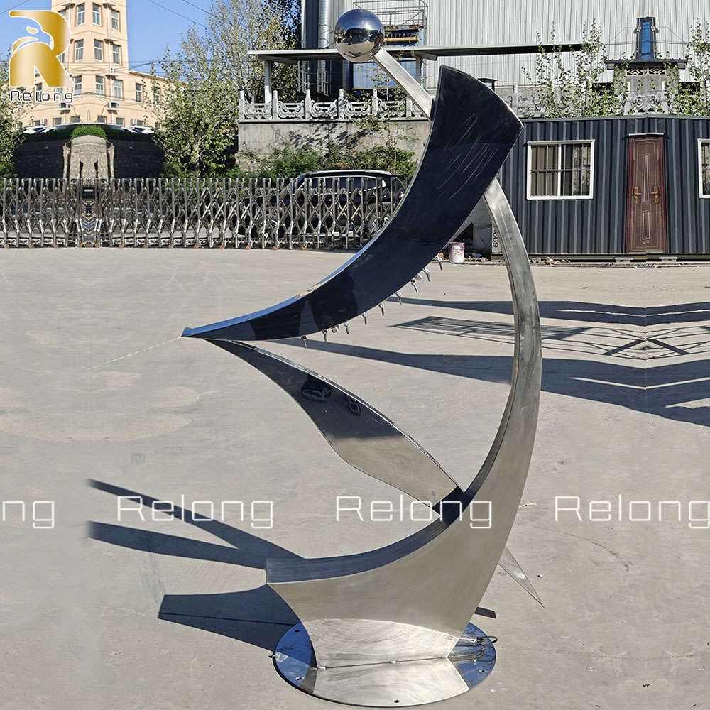 abstract metal harp fountain