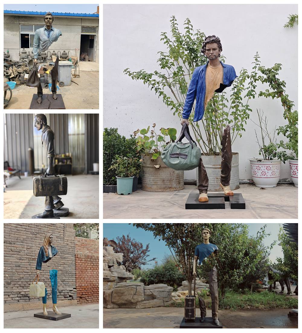 more finished bronze traveler sculpture