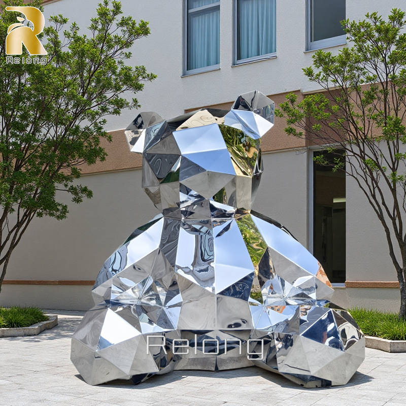 Stainless Steel Geometric Bear Sculpture RMAL-025