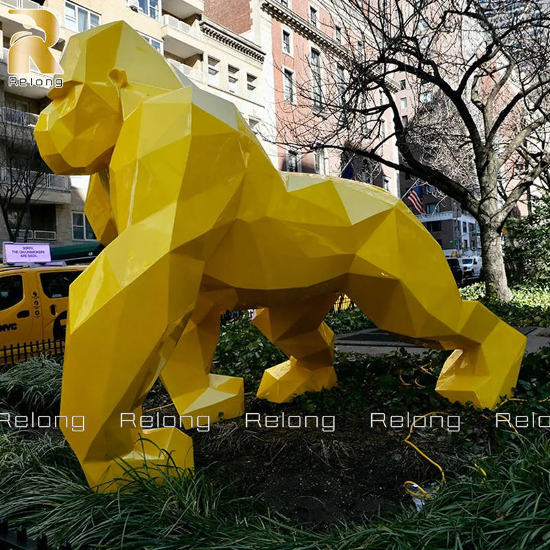 stainless steel metal gorilla sculpture for outdoors