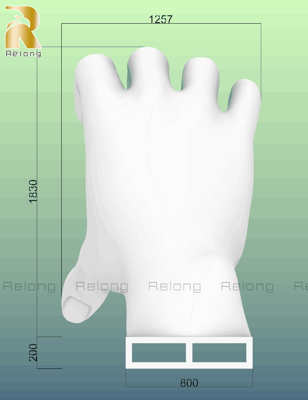 3D drawing of metal hand sculpture