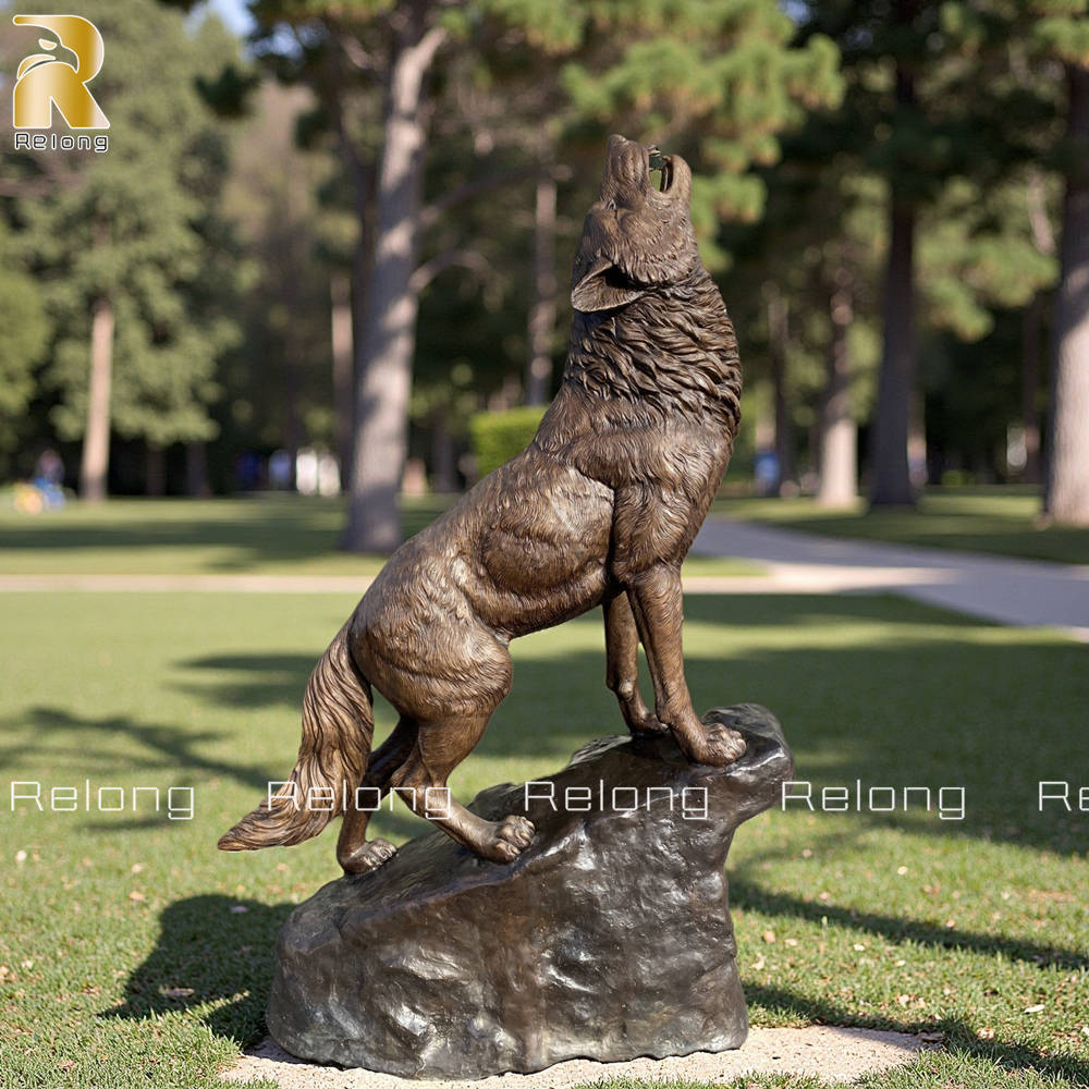 decorative howling wolf statue