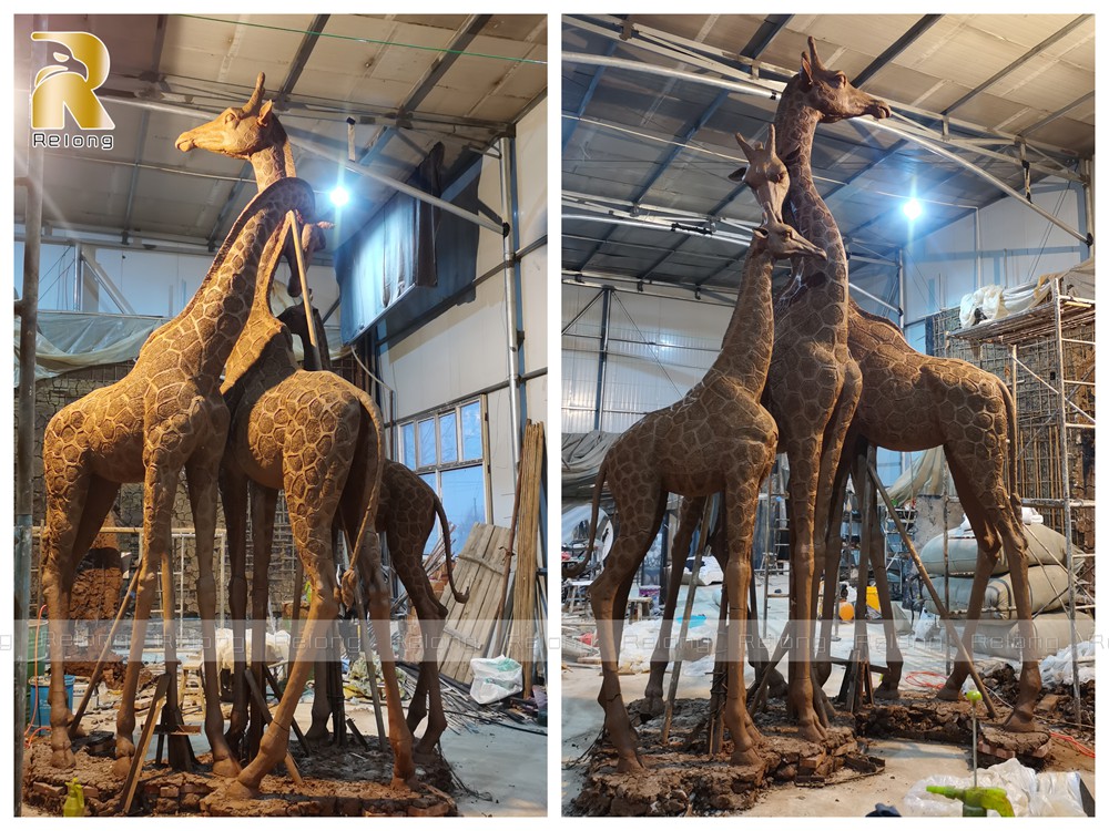 large giraffe clay model