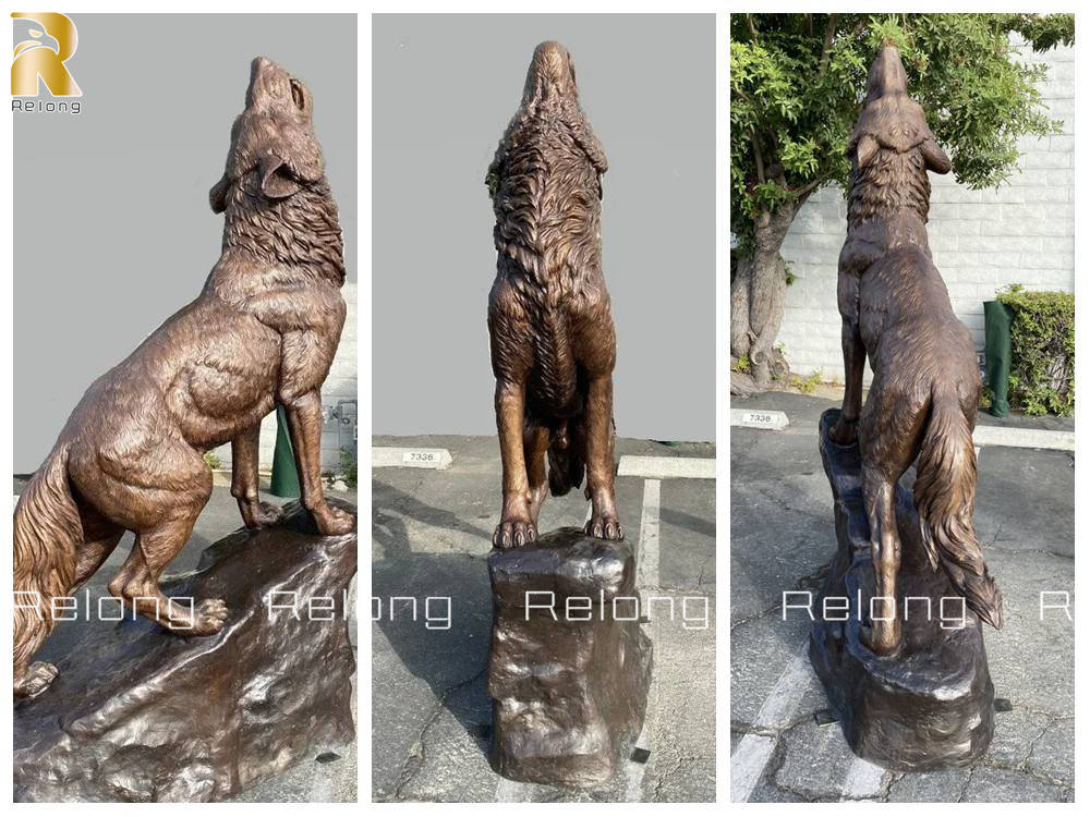 howling wolf statue details