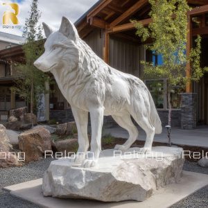 life size marble wolf statue