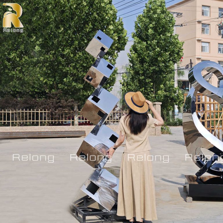 large metal cube sculpture
