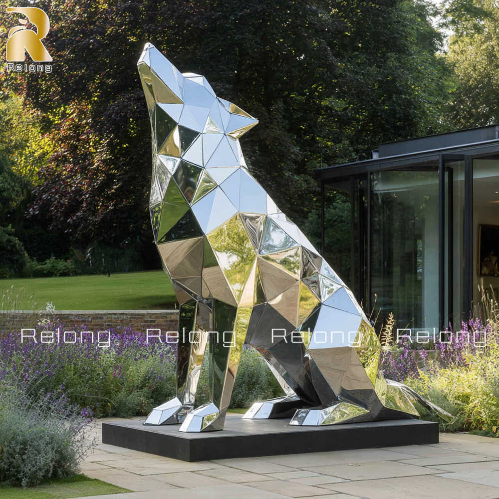 metal wolf sculpture