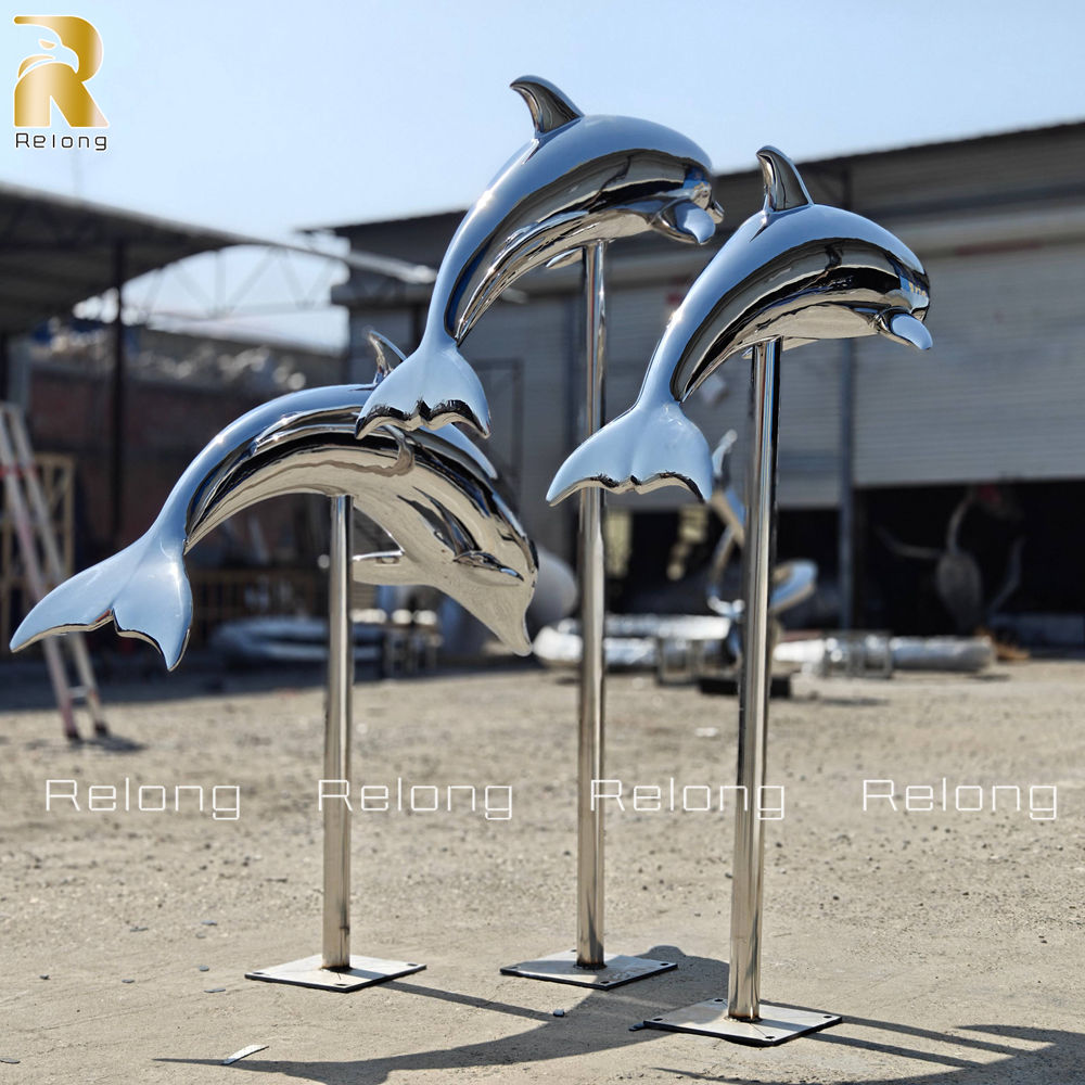 metal dolphin sculpture
