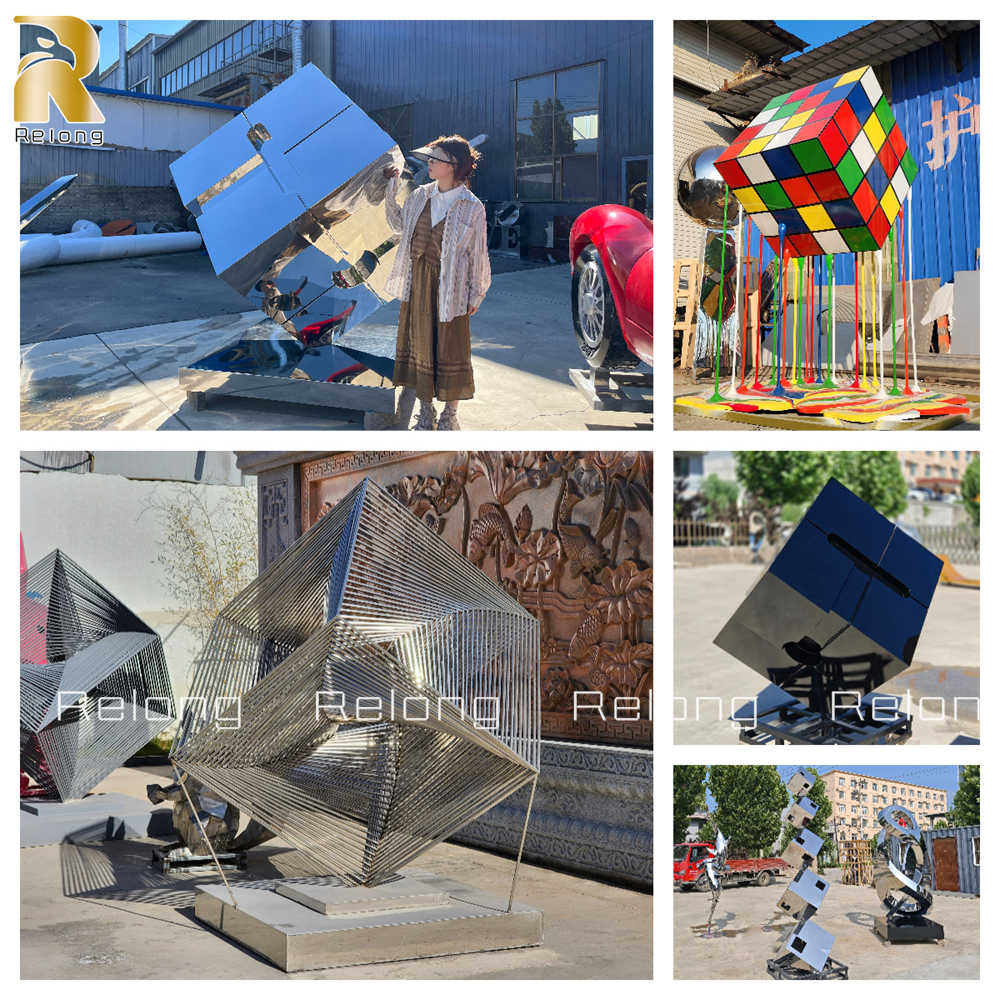 more metal cube sculptures