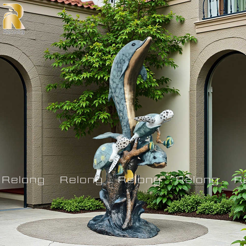 large outdoor dolphin statue