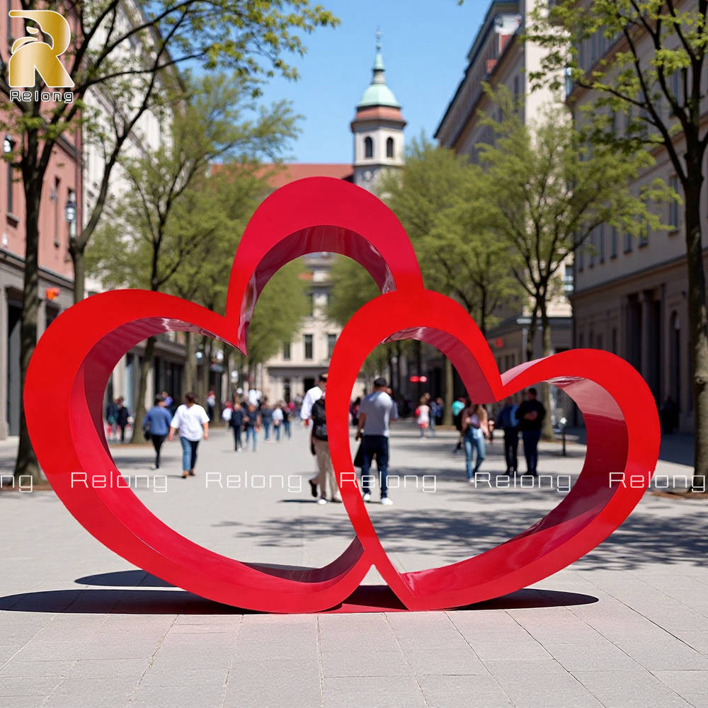outdoor decorative stainless steel heart sculpture