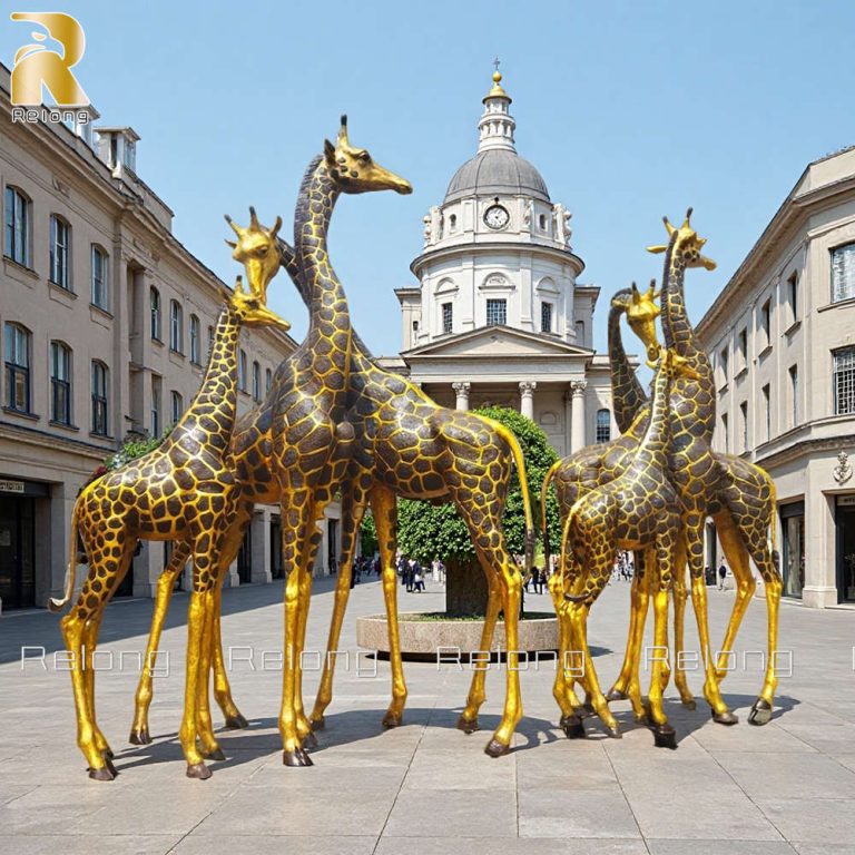 tall bronze giraffe sculpture