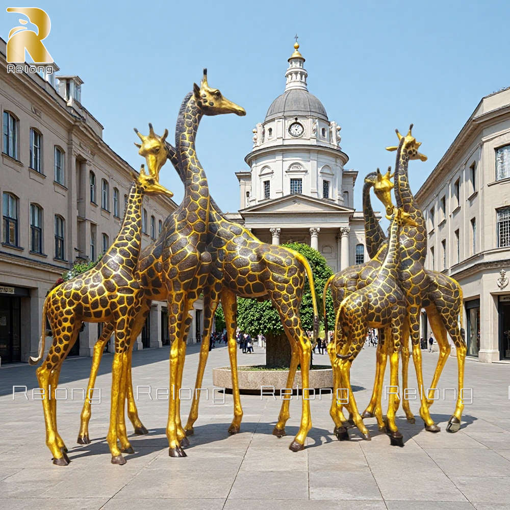 tall bronze giraffe sculpture