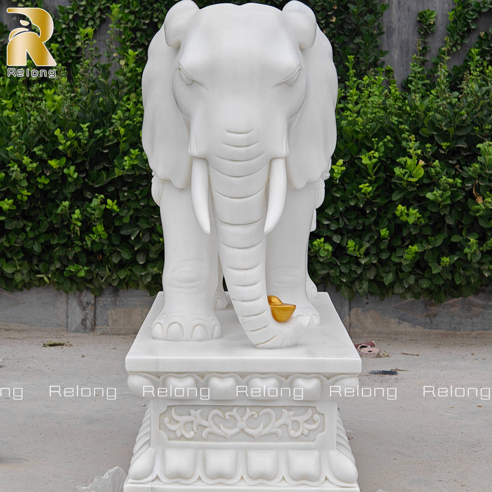 hand carved elephant statue details