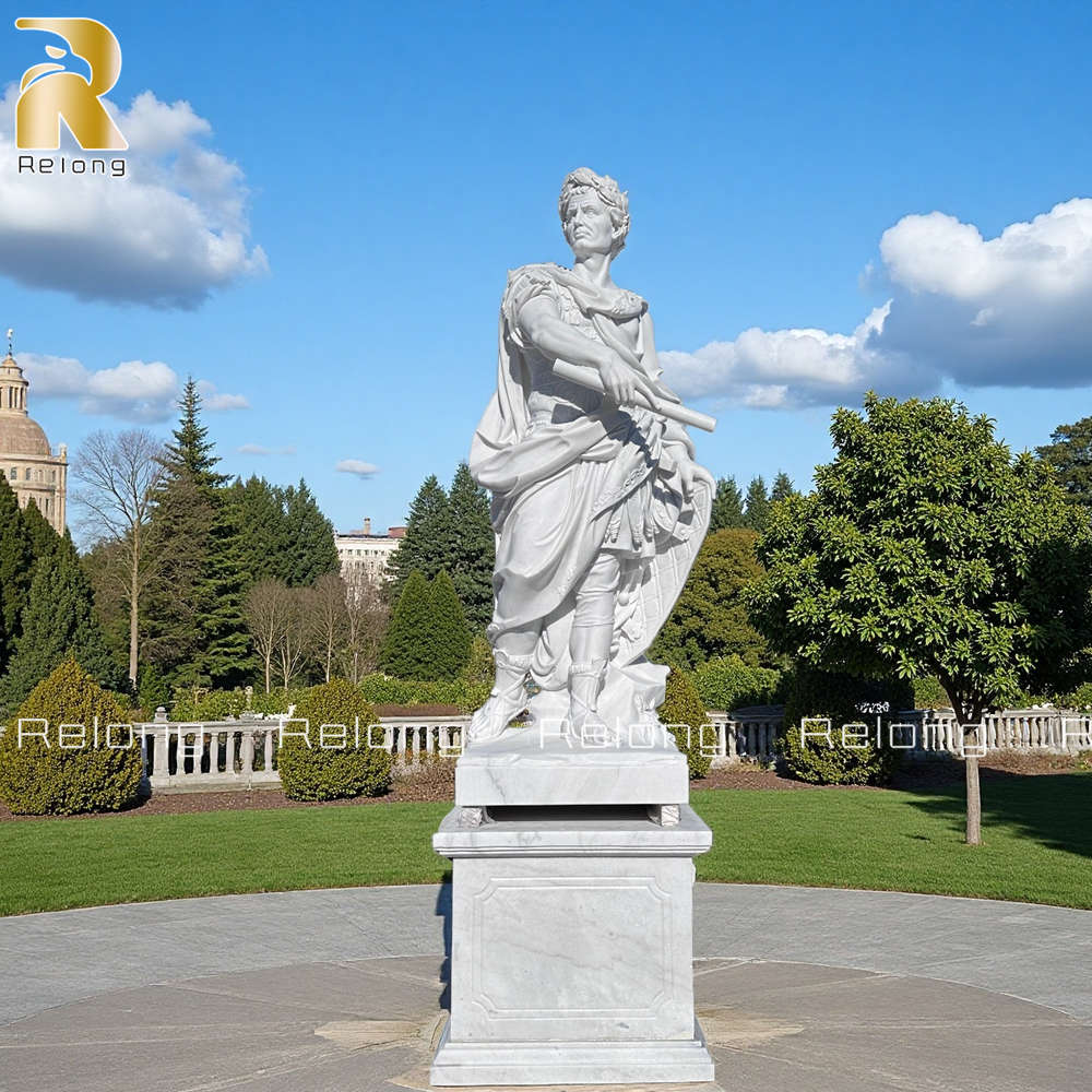 hand carved white Julius Caesar marble statue