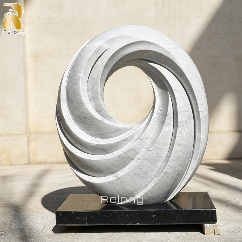 Modern White Abstract Marble Sculpture RMSC-031