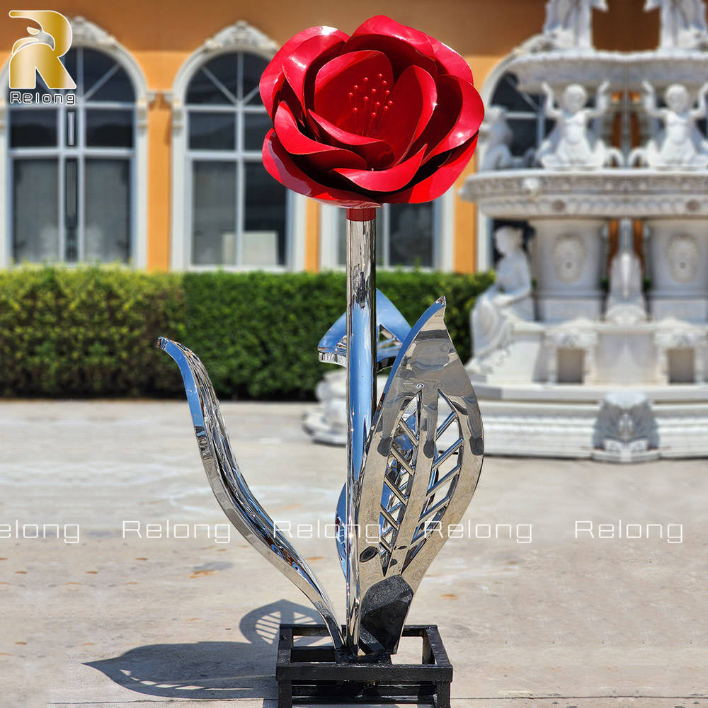 metal rose flower sculpture