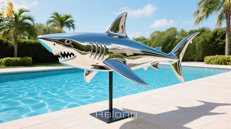 polished shark sculpture