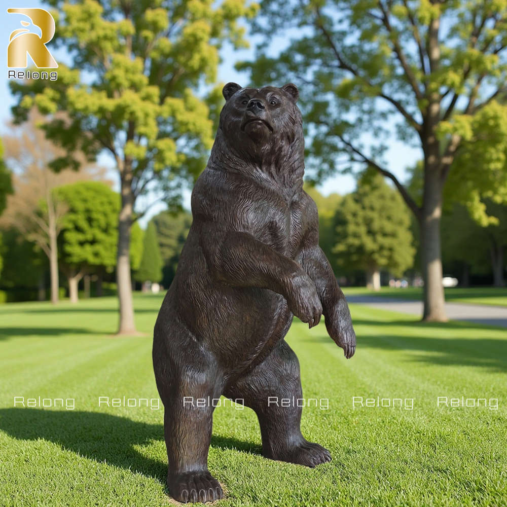 outdoor bronze bear sculpture
