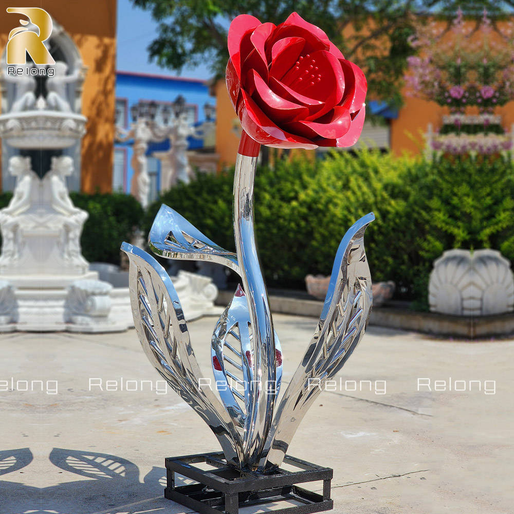 red rose flower sculpture