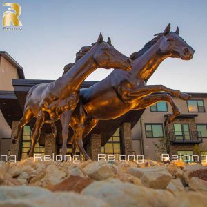 life size bronze running horse