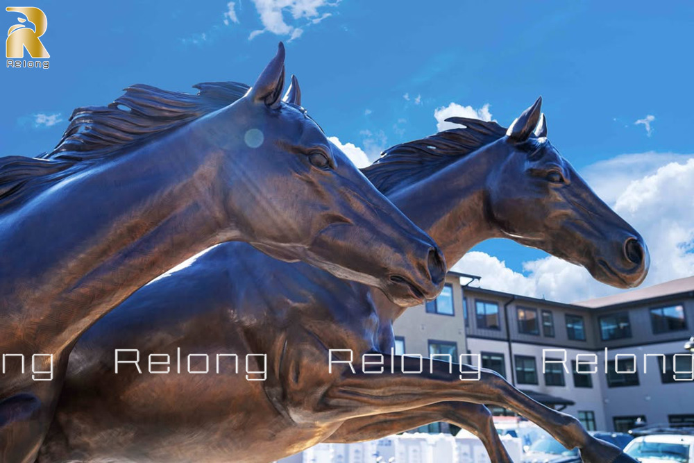 running horse sculpture details