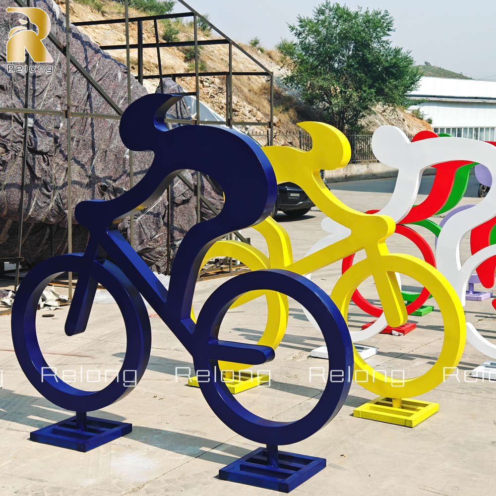 black steel bicycle sculpture